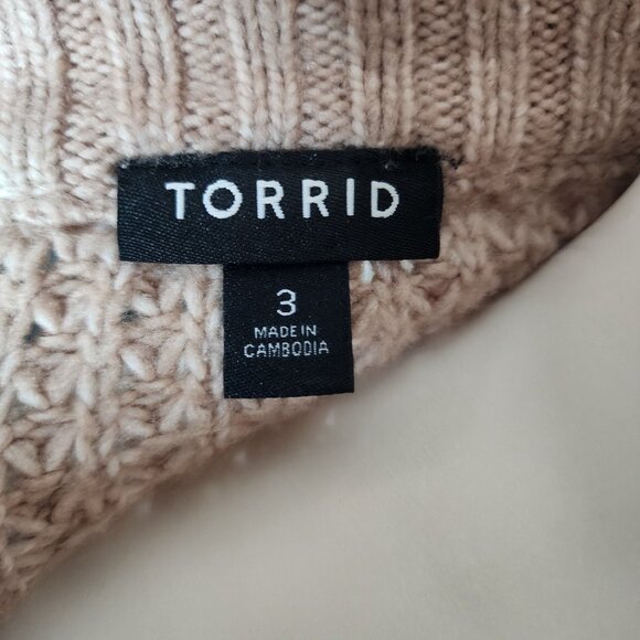 Torrid Sweater Womens Plus Size 3 Chunky Pullover Tan Neutral Short Sleeve - Picture 6 of 9